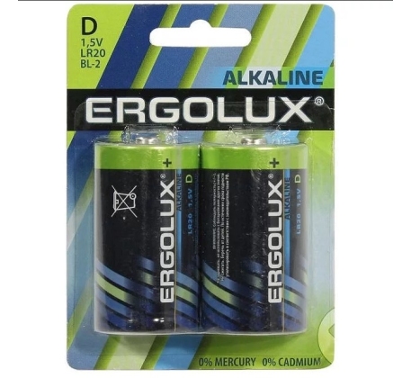 Батарейка «Ergolux» Alkaline LR20 BL-2   (2*D-блистер  48 комп.)/11752/871065 фото 1